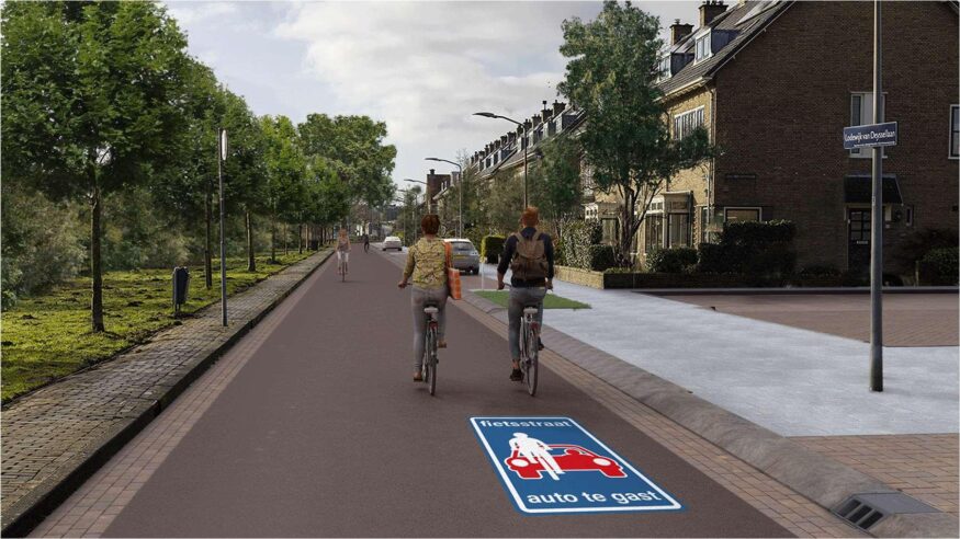 Fietspad waar autos mogen rijden